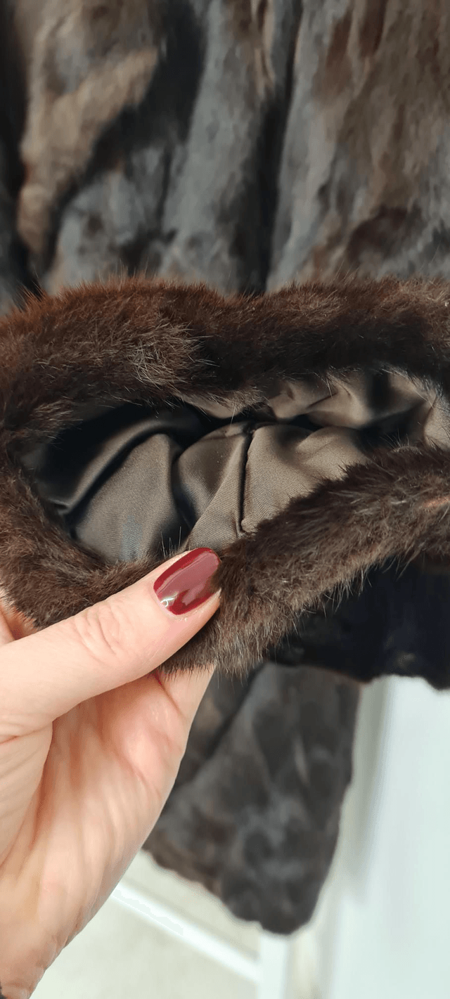 Chocolate Real fur coat mid lenght