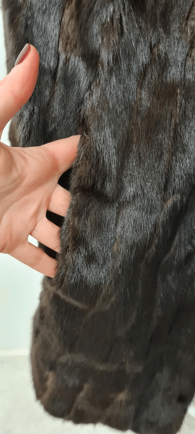 Chocolate Real fur coat mid lenght